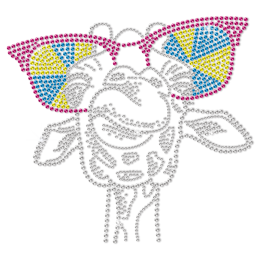 Laughing Giraffe In Sunglasses Metal Rhinestud Heat Transfer